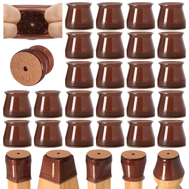 VIUME 24 Pcs Chair Leg Floor Protectors for Hardwood Floors Silicone Covers to Protect Wood Tile Floors Felt Bottom Furniture Leg Caps Anti-Scratch Reduce Noise (Fit:1.3""-2"") - Image 1